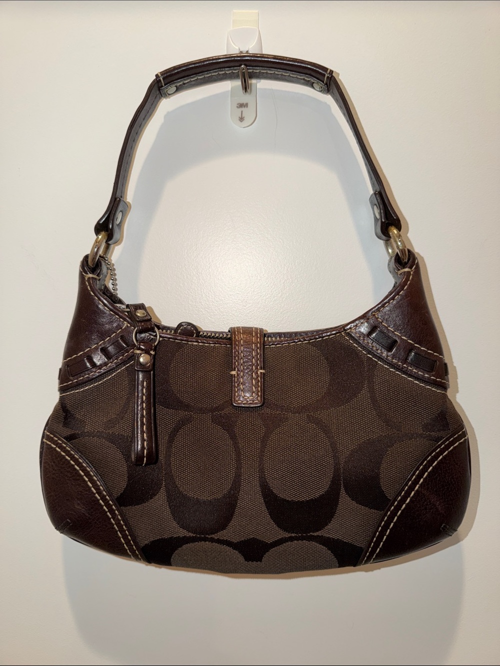 Y2K Coach 10287 Hampton Signature Dark Brown Mini Hobo Patchwork Shoulder Bag - Picture 2 of 8